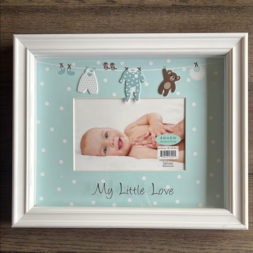 White and Blue Baby Picture Frame